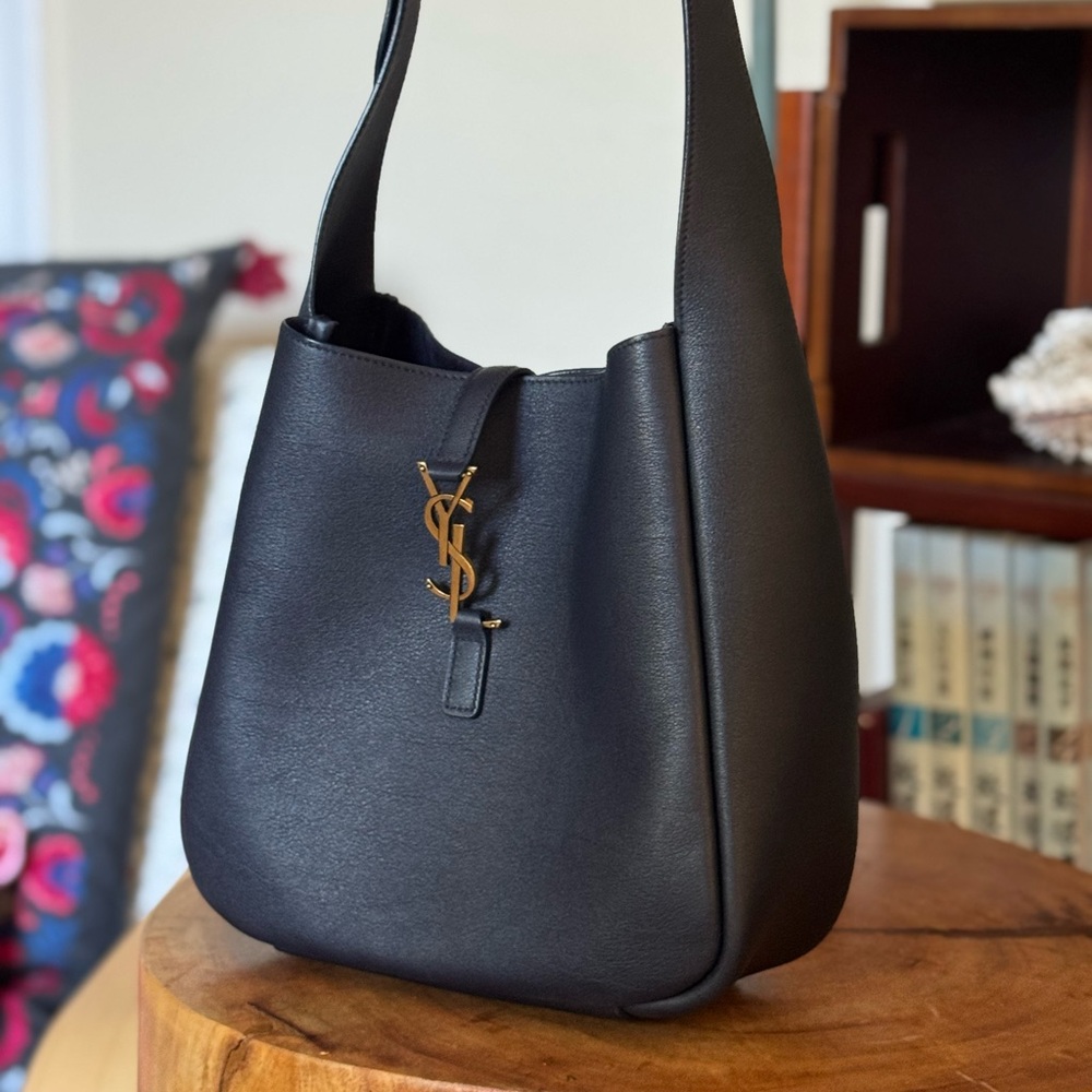 Yves Saint Laurent Midnight Blue Shoulder Bag with Gold Accent